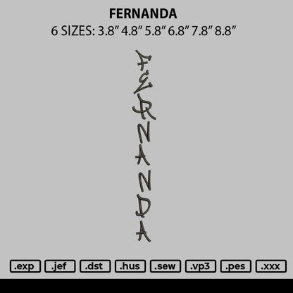 Fernandatext Embroidery File 6 sizes