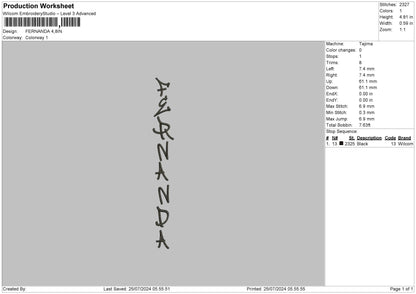 Fernandatext Embroidery File 6 sizes