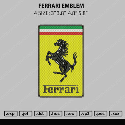 Ferrari Emblem Embroidery File 4 size
