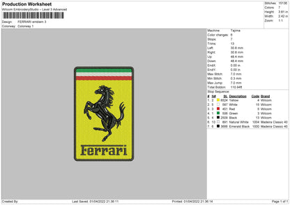 Ferrari Emblem Embroidery File 4 size
