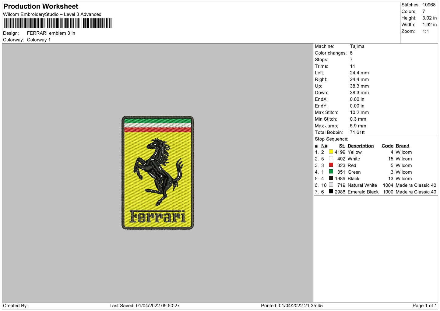 Ferrari Emblem Embroidery File 4 size