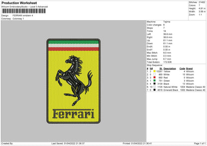 Ferrari Emblem Embroidery File 4 size