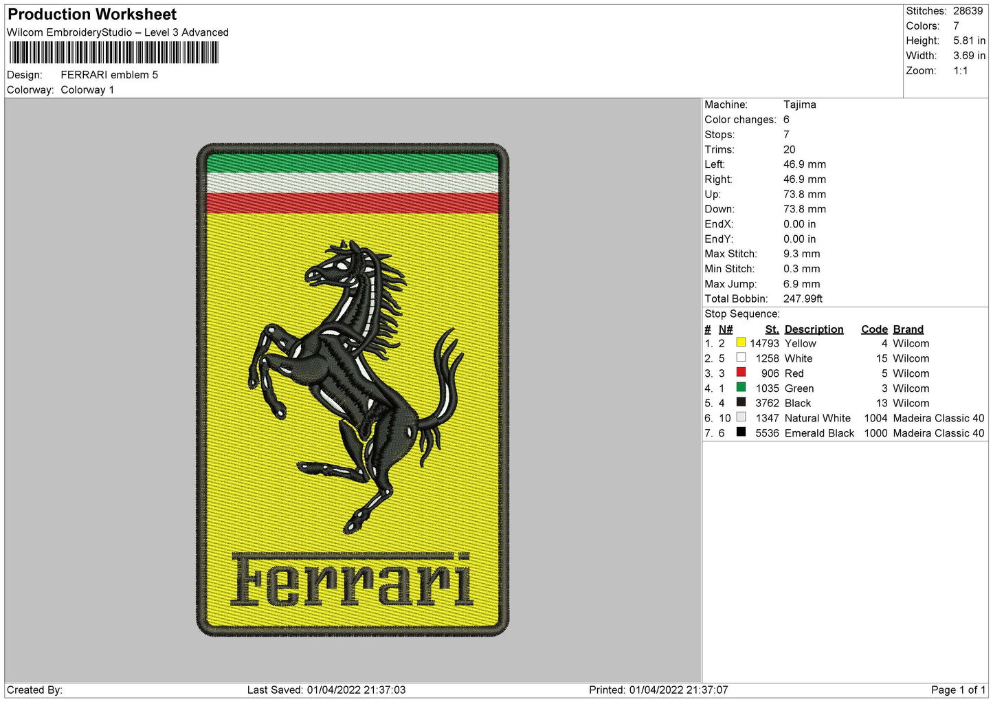 Ferrari Emblem Embroidery File 4 size