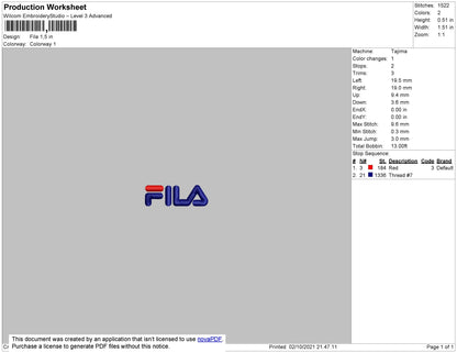 Fila Embroidery File 4 size