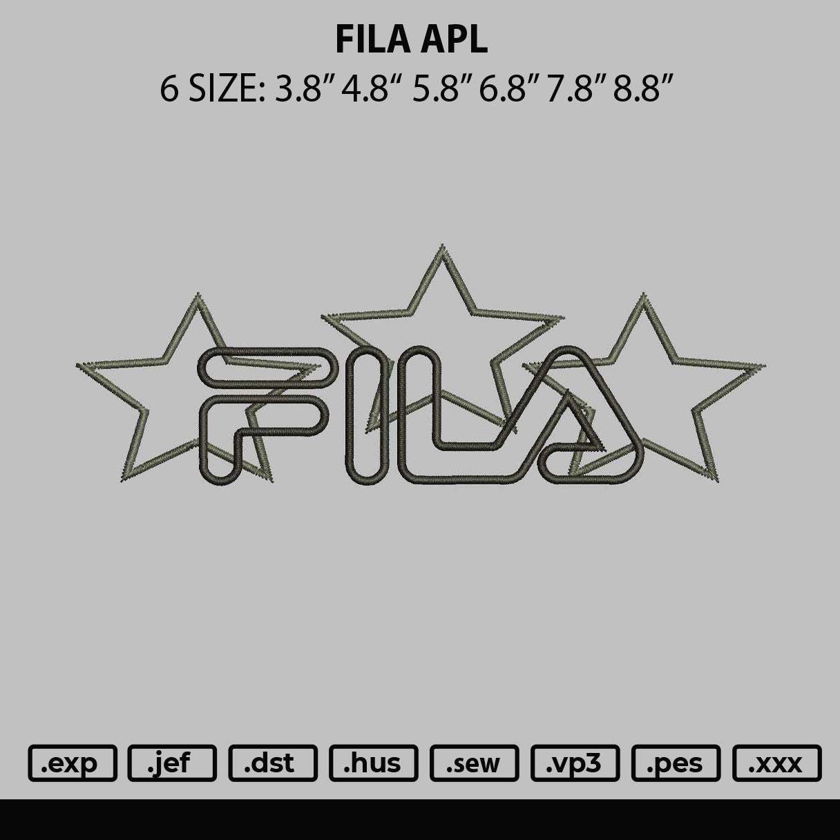 Fila Apl Embroidery File 6 sizes
