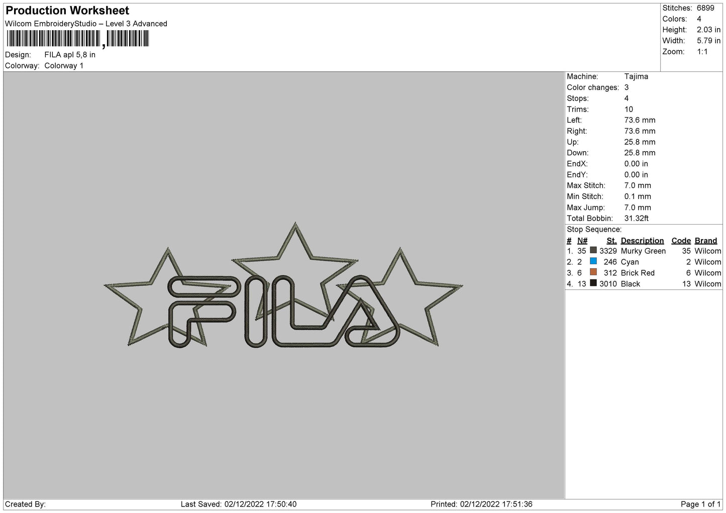 Fila Apl Embroidery File 6 sizes