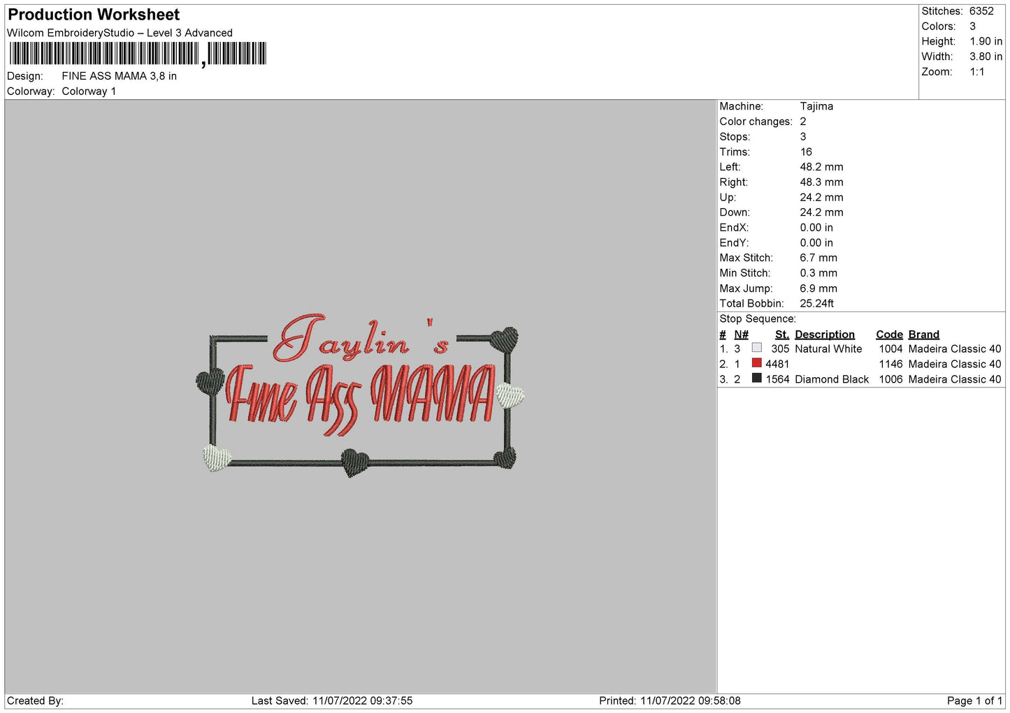 Fine Ass Mama Embroidery File 4 sizes