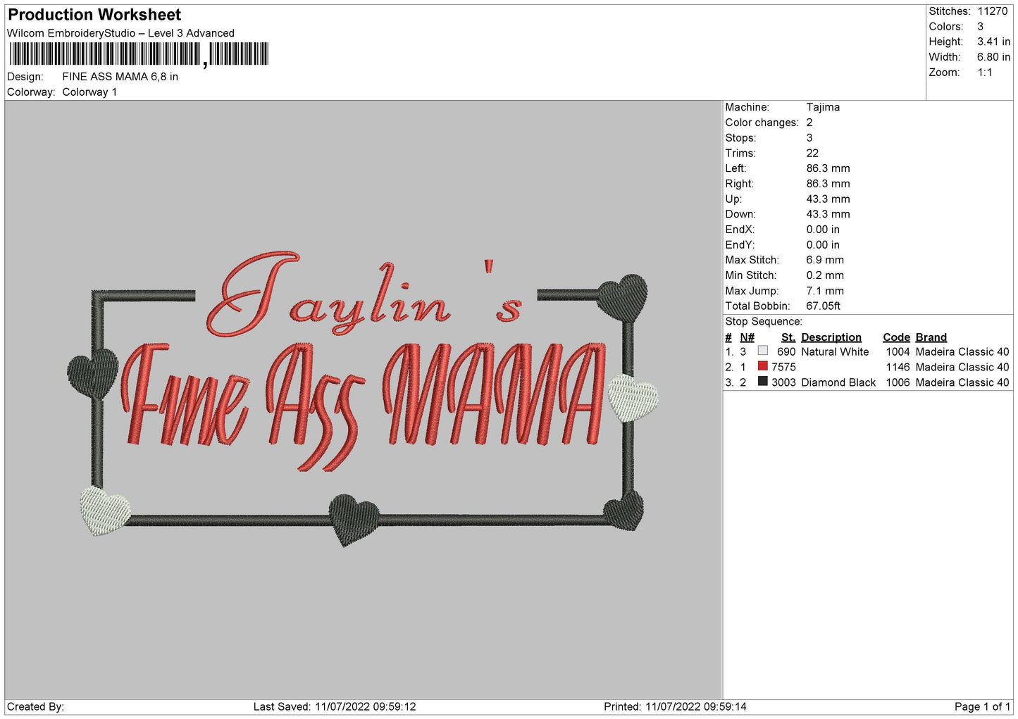 Fine Ass Mama Embroidery File 4 sizes
