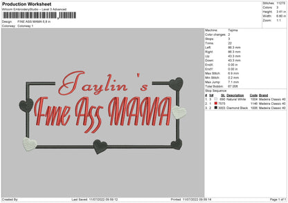Fine Ass Mama Embroidery File 4 sizes