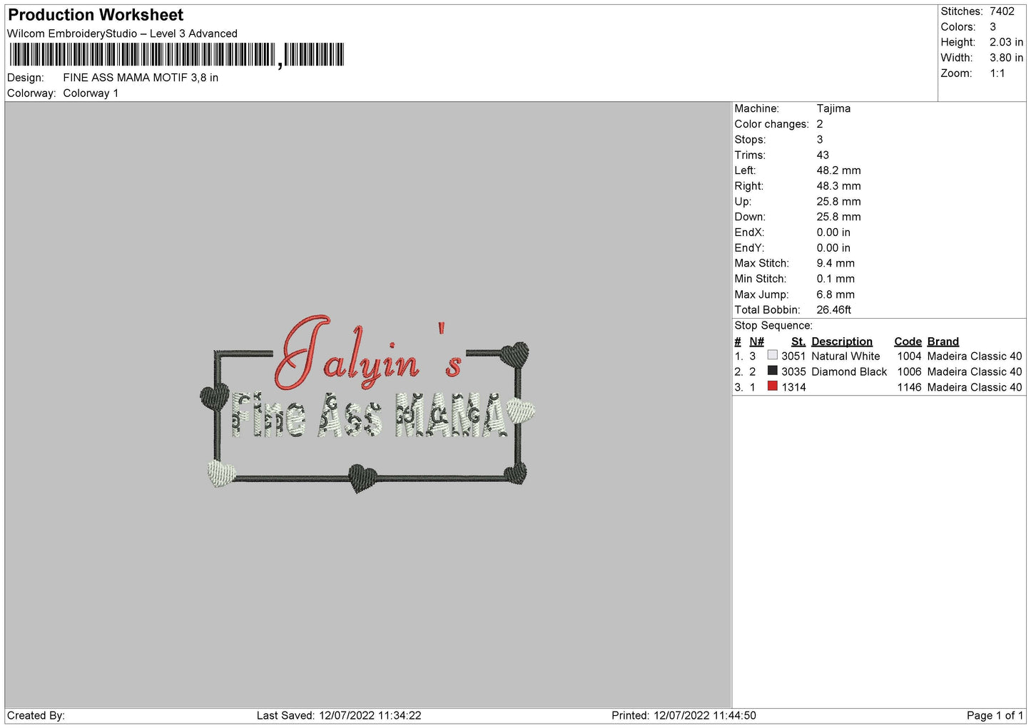 Fine Ass Mama Embroidery File 4 sizes