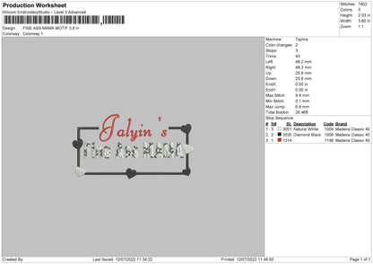 Fine Ass Mama Embroidery File 4 sizes