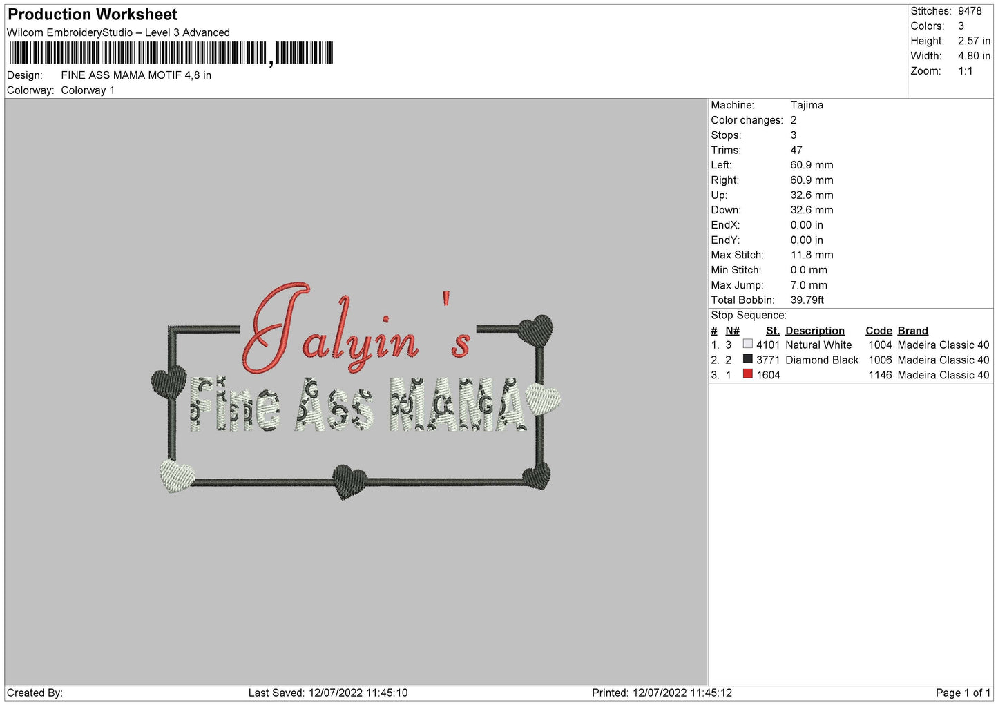 Fine Ass Mama Embroidery File 4 sizes