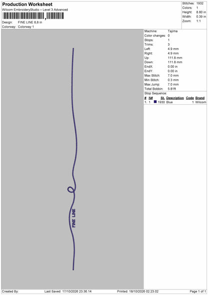 Fine Text Line Embroidery Machine Design File 6 sizes