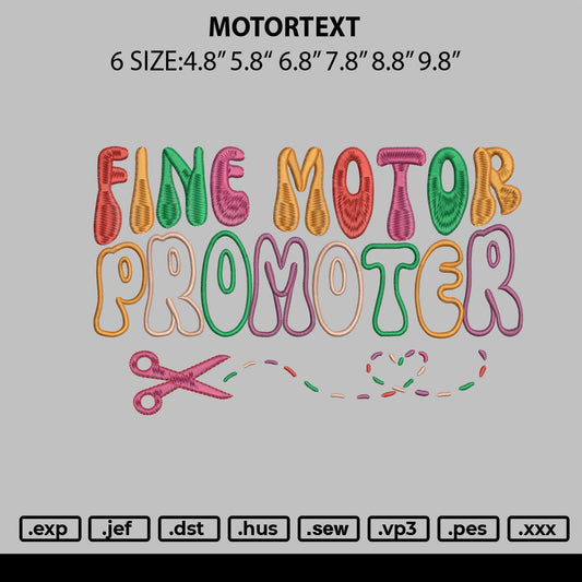 Motortext Embroidery File 6 sizes