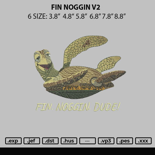 Fin Noggin V2 Embroidery File 6 sizes