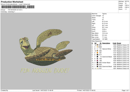 Fin Noggin V2 Embroidery File 6 sizes
