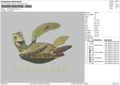 Fin Noggin V2 Embroidery File 6 sizes