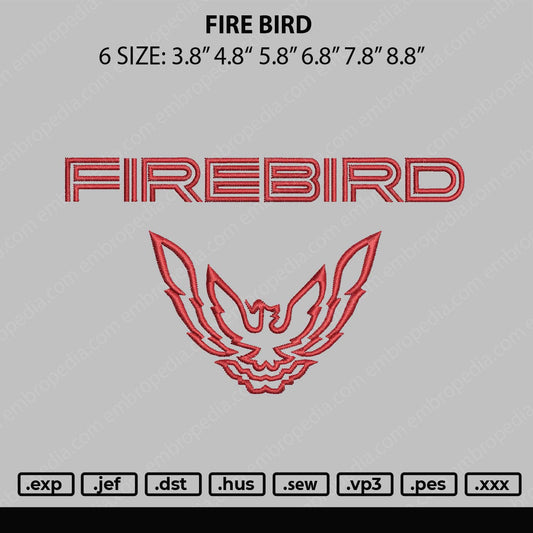 Fire Bird Embroidery File 6 sizes
