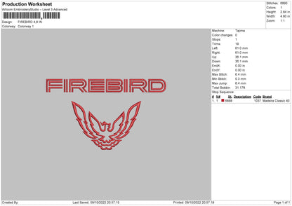 Fire Bird Embroidery File 6 sizes
