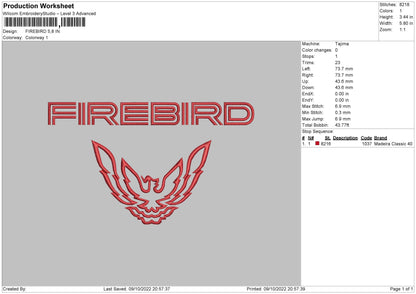 Fire Bird Embroidery File 6 sizes
