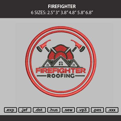 Firefighter Embroidery Machine Design File 6 sizes