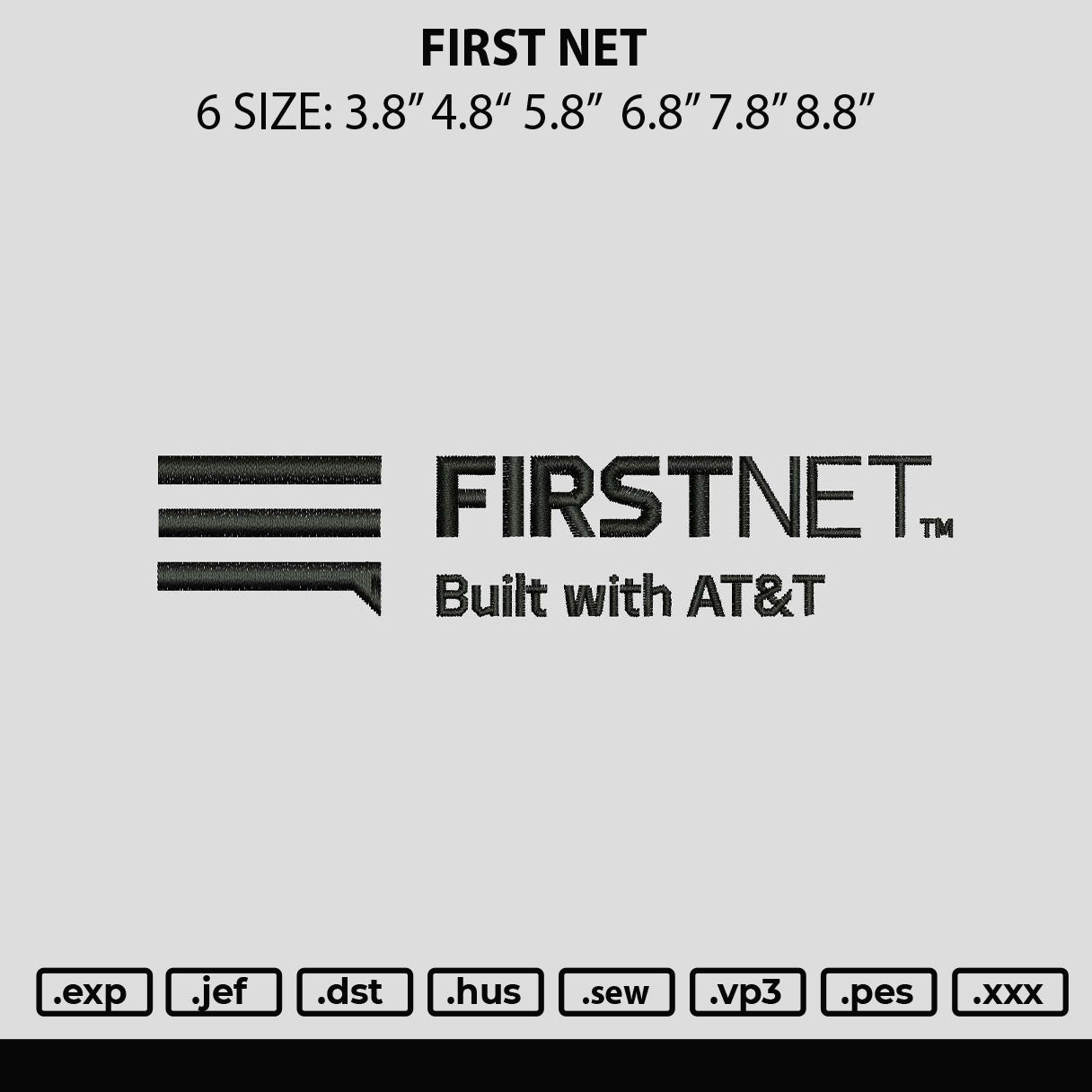 First Net Embroidery File 6 Sizes