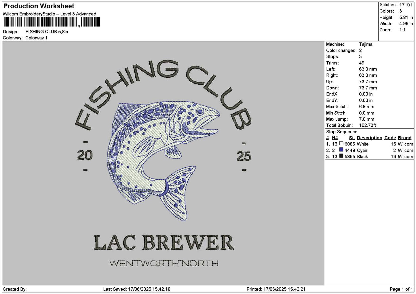 Fishingtext Embroidery File 6 sizes