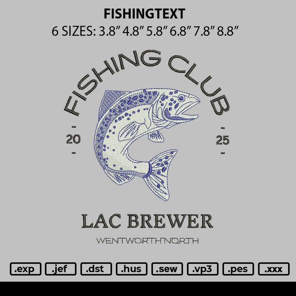 Fishingtext Embroidery File 6 sizes