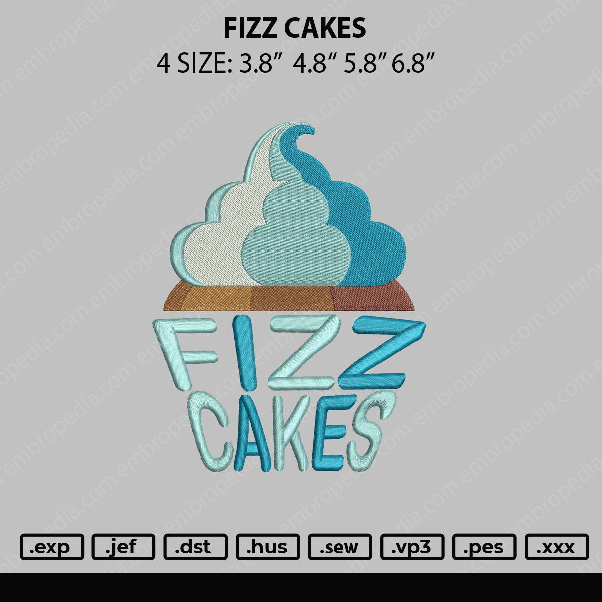 Fizz Cakes Embroidery File 4 size