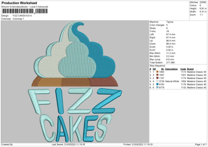 Fizz Cakes Embroidery File 4 size