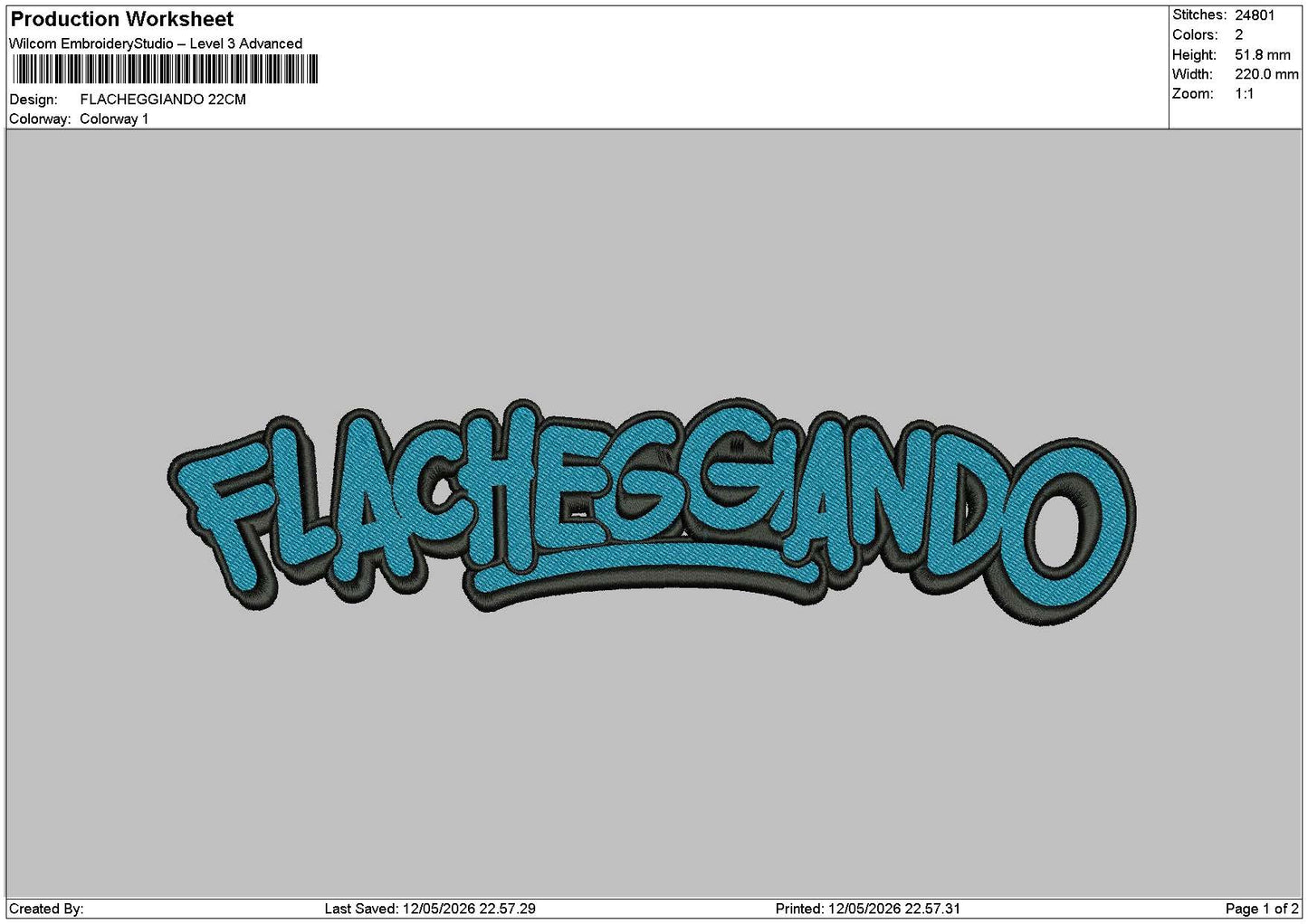 Flachtext Embroidery File 6 sizes