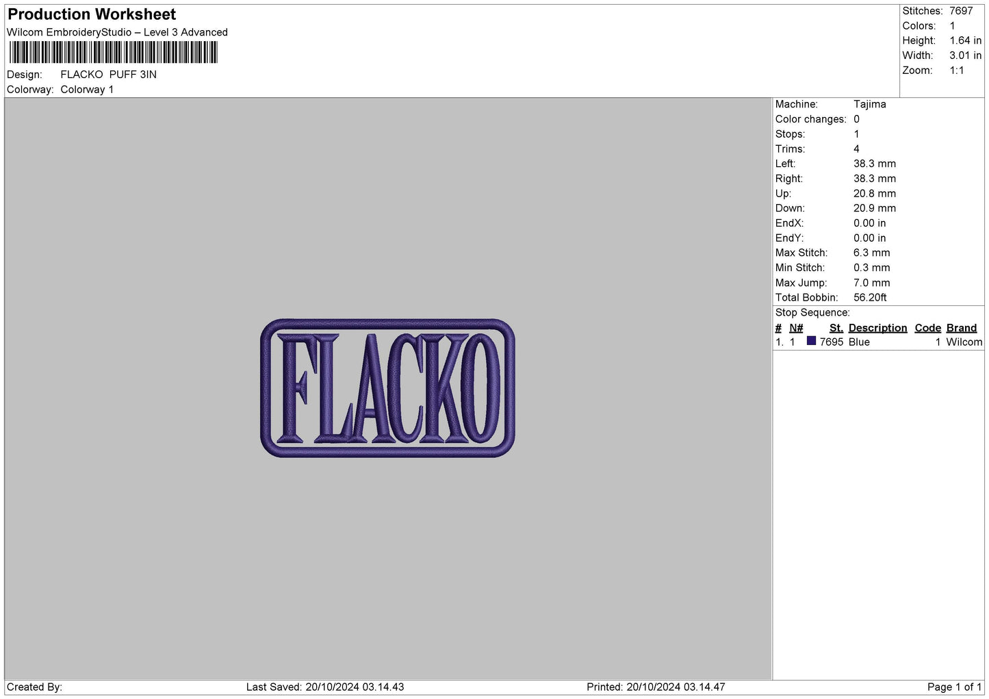 Flackotext App Embroidery File 6 sizes