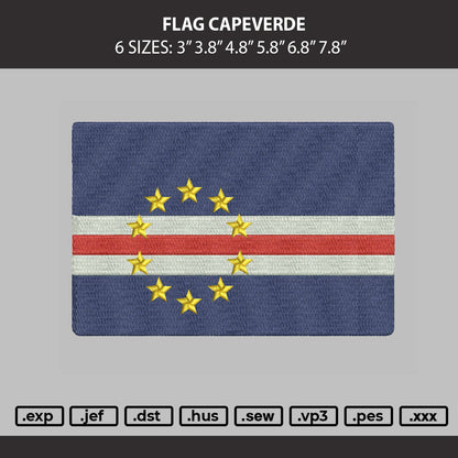 Flag Capeverde Embroidery Machine Design File 6 sizes