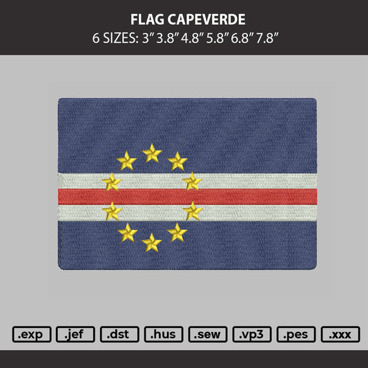 Flag Capeverde Embroidery Machine Design File 6 sizes