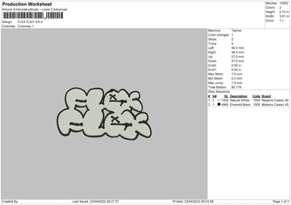 Flex Flex Embroidery File 4 size