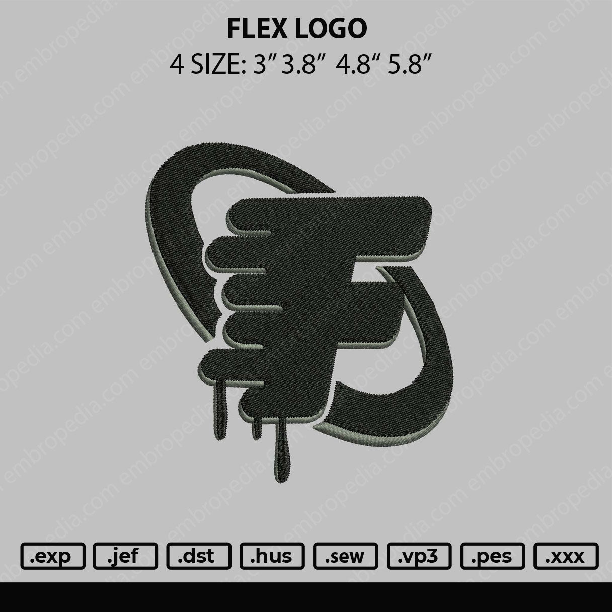 Flex Logo Embroidery File 4 size