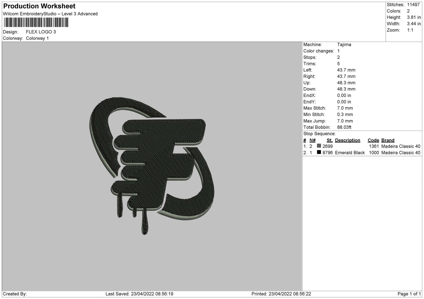 Flex Logo Embroidery File 4 size