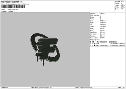 Flex Logo Embroidery File 4 size