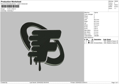 Flex Logo Embroidery File 4 size