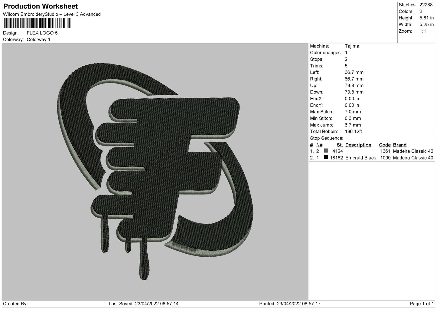 Flex Logo Embroidery File 4 size