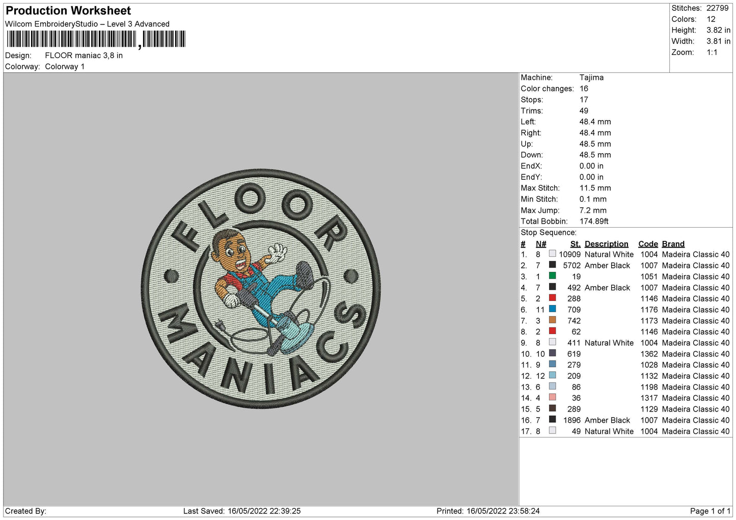 Floor Maniac Embroidery File 4 size