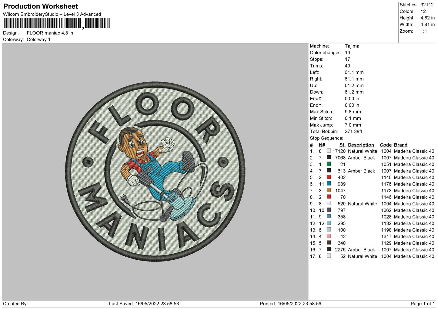 Floor Maniac Embroidery File 4 size