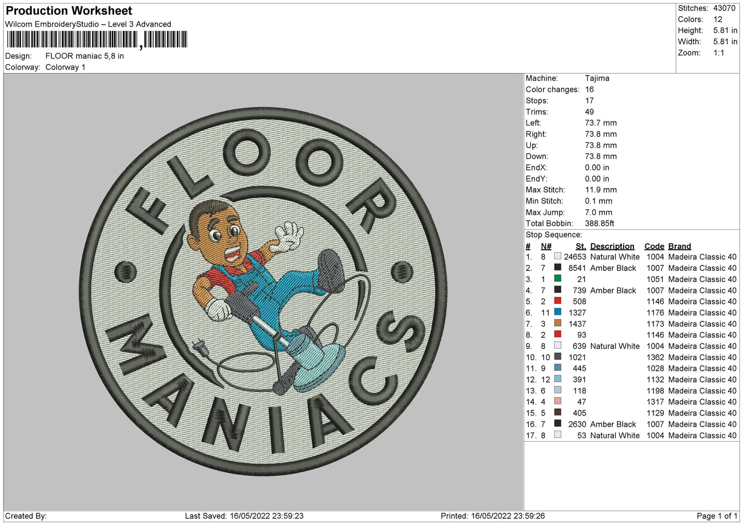 Floor Maniac Embroidery File 4 size