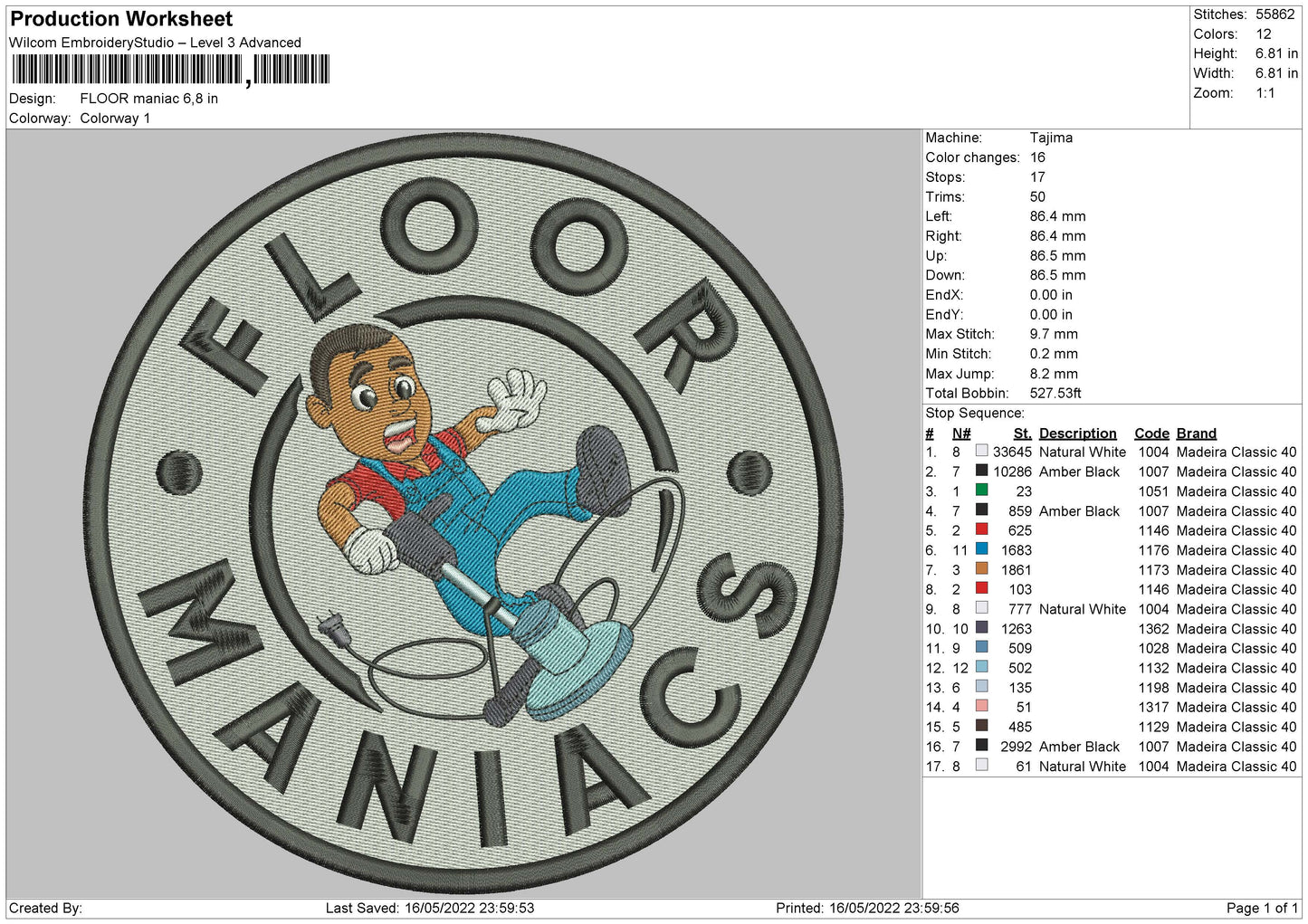 Floor Maniac Embroidery File 4 size