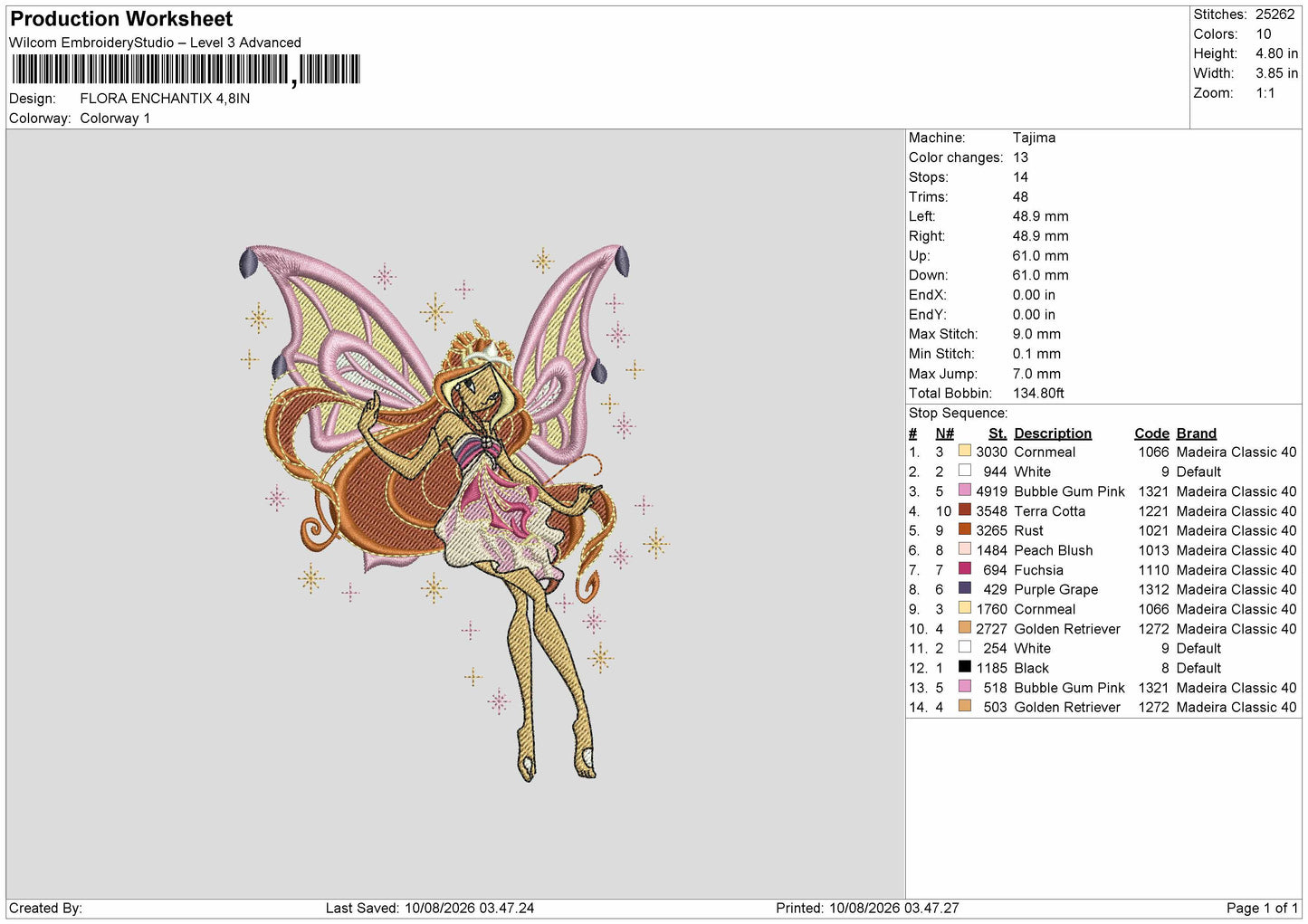 Fairy Flora Embroidery Machine Design File 6 sizes