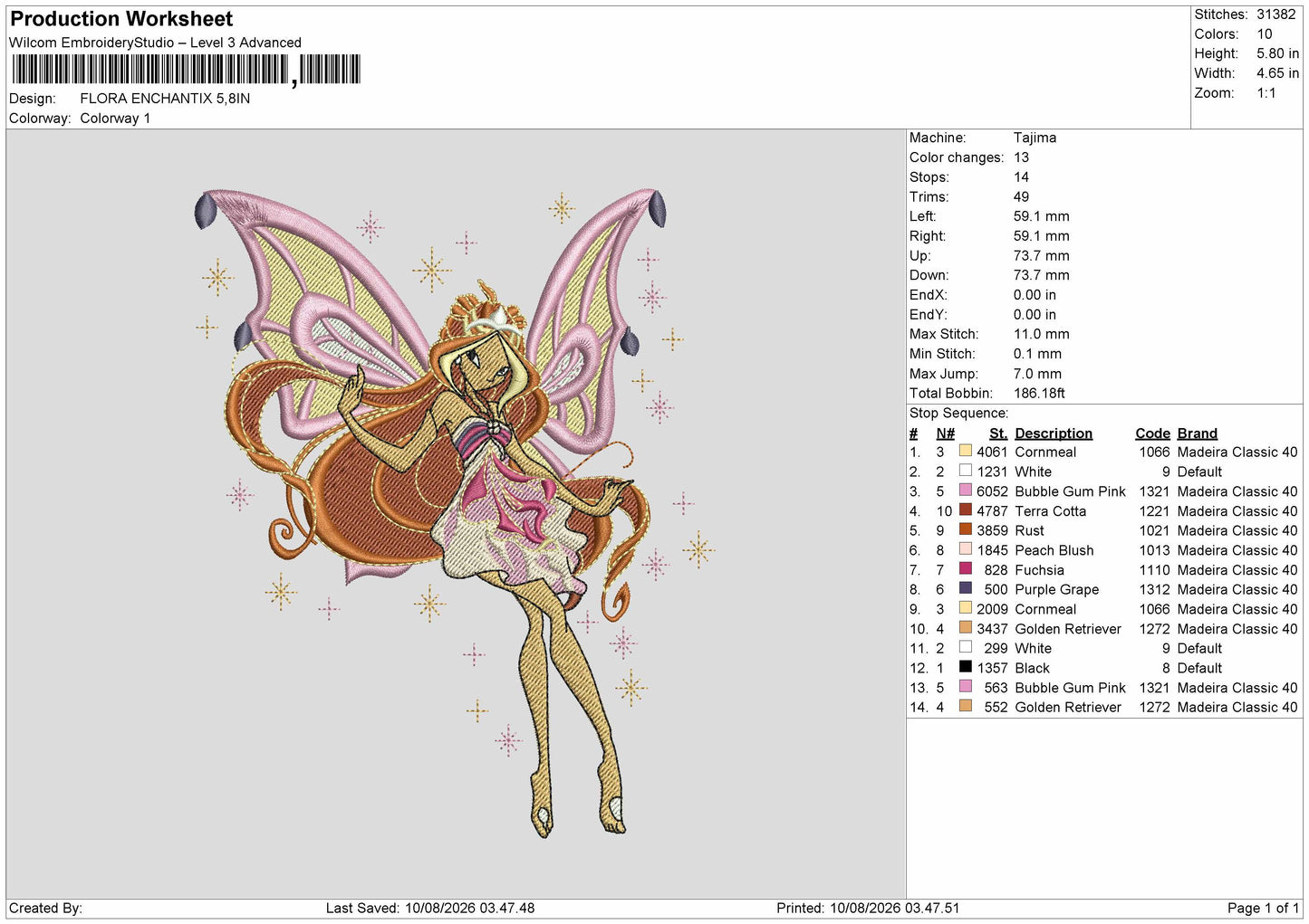 Fairy Flora Embroidery Machine Design File 6 sizes