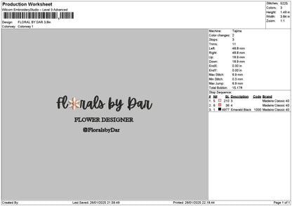 Floraltext 2601 Embroidery File 6 sizes