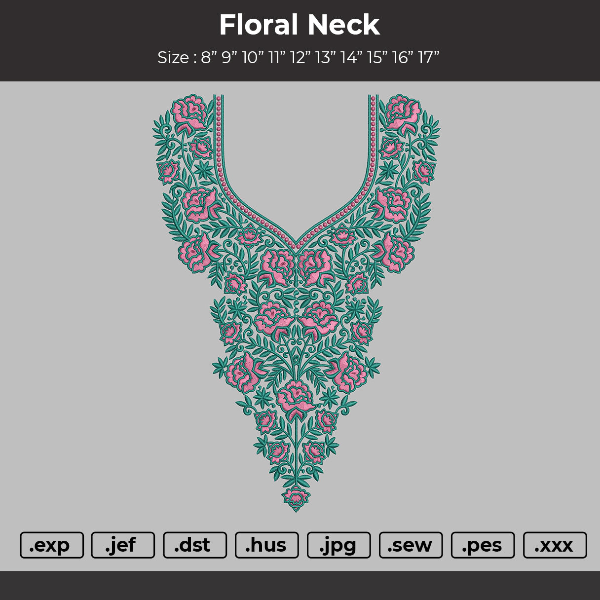 Floral Neck Embroidery Design File
