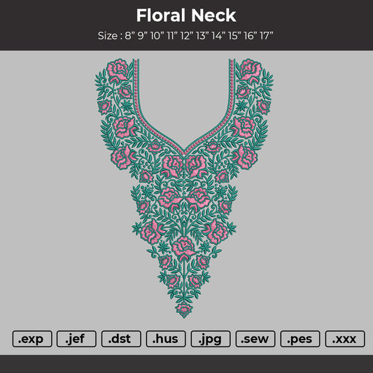 Floral Neck Embroidery Design File