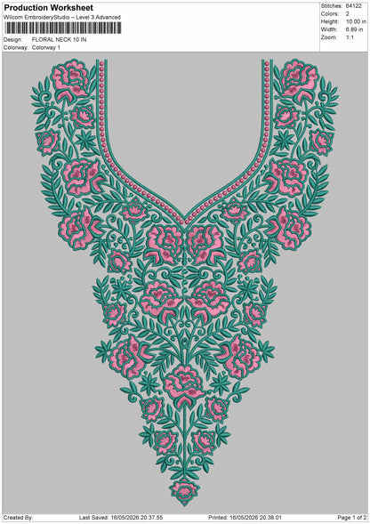 Floral Neck Embroidery Design File